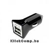 Autós töltő 5V/3.1A 2db USB2.0 Fekete