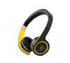Bluetooth sztereó headset, zajcsökkentő fülpárna, 360mAh akku, fekete/sárga